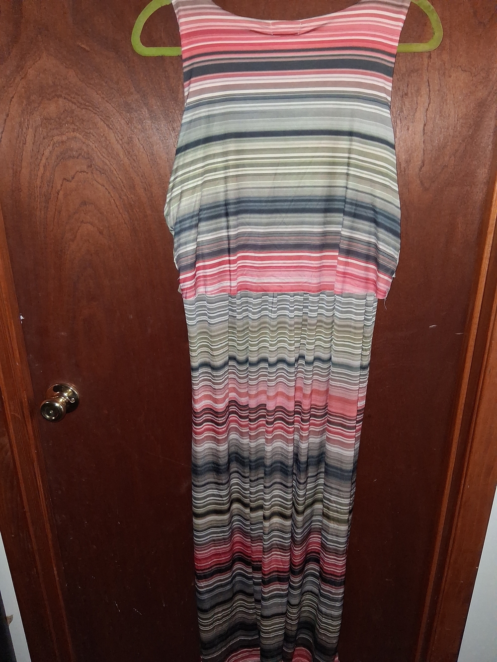 ONE WORLD Striped Pink, Gray and Cream Maxi Skirt